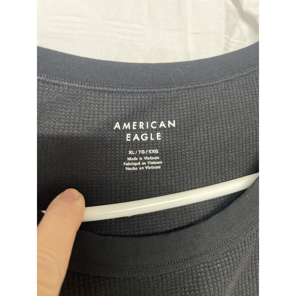 American Eagle Women Black Ribbed Short Sleeve Crew Neck T-Shirt xl - Picture 2 of 3